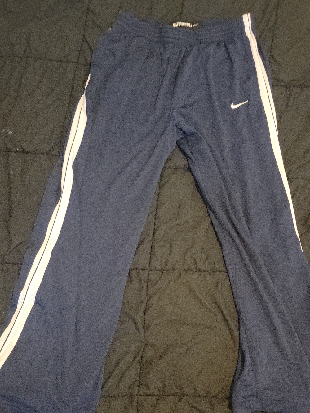 Nike Navy Track Pants with White Side Stripes